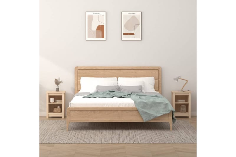 beBasic Sängbord 2 st 40x35x55 cm massivt furuträ - Brown - Möbler - Bord & matgrupper - Avlastningsbord - Sängbord & nattduksbord