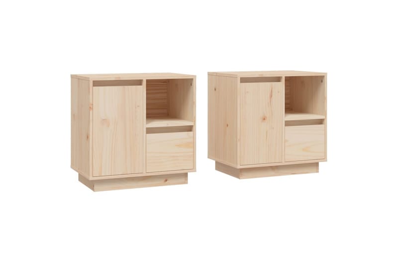 beBasic Sängbord 2 st 50x34x50 cm massivt furuträ - Brown - Möbler - Bord & matgrupper - Avlastningsbord - Sängbord & nattduksbord