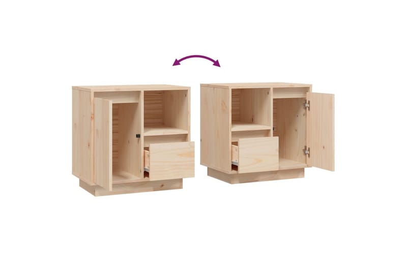 beBasic Sängbord 2 st 50x34x50 cm massivt furuträ - Brown - Möbler - Bord & matgrupper - Avlastningsbord - Sängbord & nattduksbord
