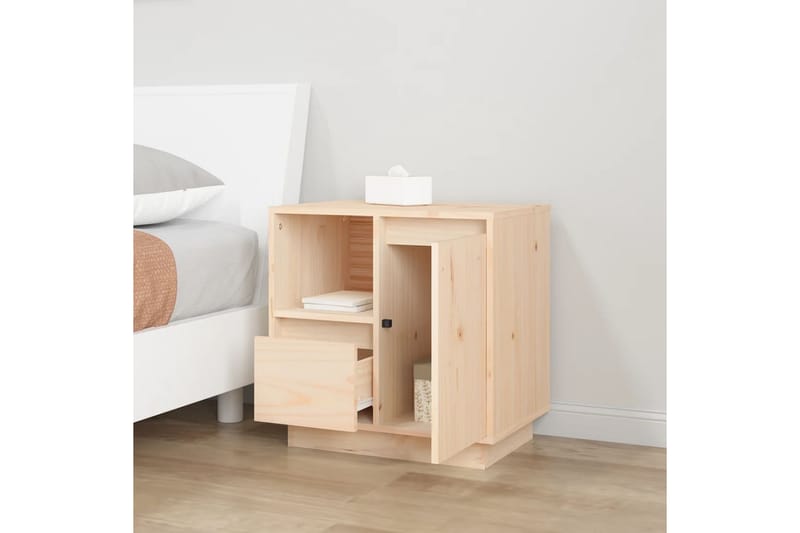 beBasic Sängbord 2 st 50x34x50 cm massivt furuträ - Brown - Möbler - Bord & matgrupper - Avlastningsbord - Sängbord & nattduksbord