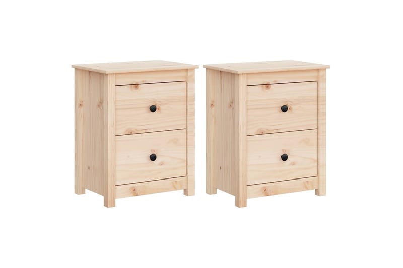 beBasic Sängbord 2 st 50x35x61,5 cm massiv furu - Brown - Möbler - Bord & matgrupper - Avlastningsbord - Sängbord & nattduksbord