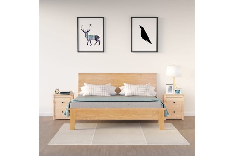 beBasic Sängbord 2 st 50x35x61,5 cm massiv furu - Brown - Möbler - Bord & matgrupper - Avlastningsbord - Sängbord & nattduksbord