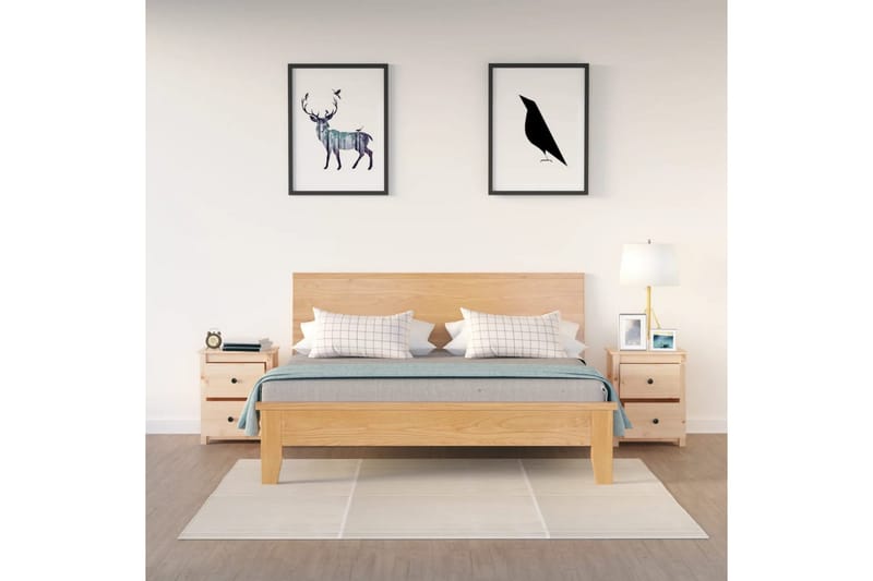 beBasic Sängbord 2 st 50x35x61,5 cm massiv furu - Brown - Möbler - Bord & matgrupper - Avlastningsbord - Sängbord & nattduksbord