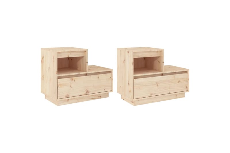 beBasic Sängbord 2 st 60x34x51 cm massiv furu - Brown - Möbler - Bord & matgrupper - Avlastningsbord - Sängbord & nattduksbord