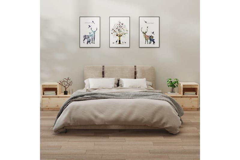 beBasic Sängbord 2 st 60x34x51 cm massiv furu - Brown - Möbler - Bord & matgrupper - Avlastningsbord - Sängbord & nattduksbord