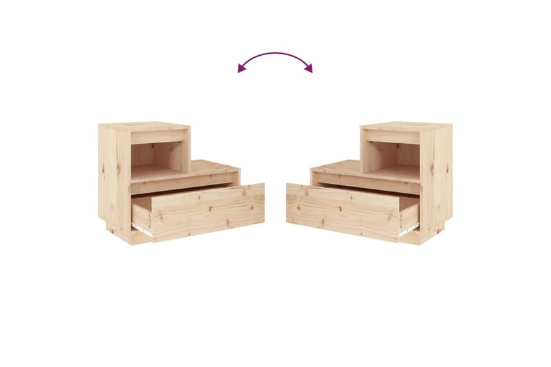 beBasic Sängbord 2 st 60x34x51 cm massiv furu - Brown - Möbler - Bord & matgrupper - Avlastningsbord - Sängbord & nattduksbord