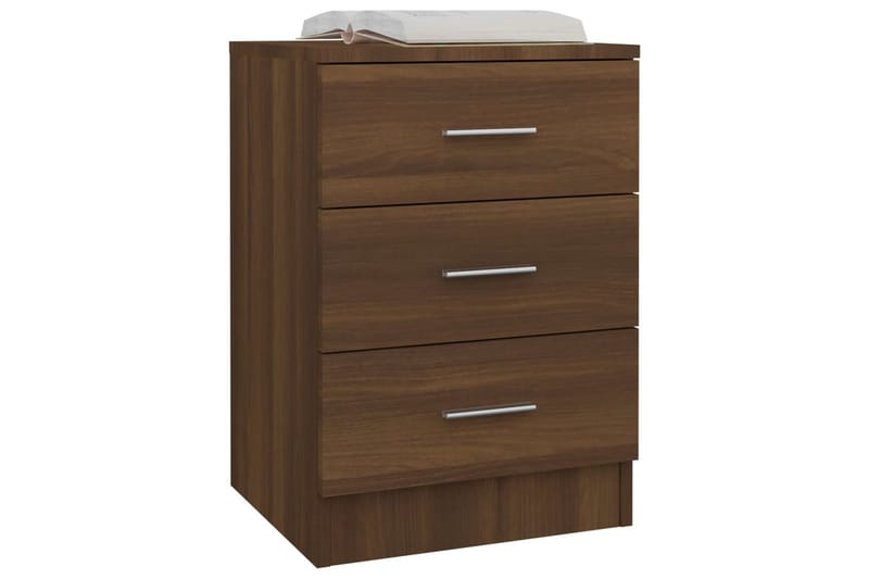 beBasic Sängbord 2 st brun ek 38x35x56 cm konstruerat trä - Brown - Möbler - Bord & matgrupper - Avlastningsbord - Sängbord & nattduksbord