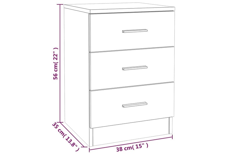beBasic Sängbord 2 st brun ek 38x35x56 cm konstruerat trä - Brown - Möbler - Bord & matgrupper - Avlastningsbord - Sängbord & nattduksbord