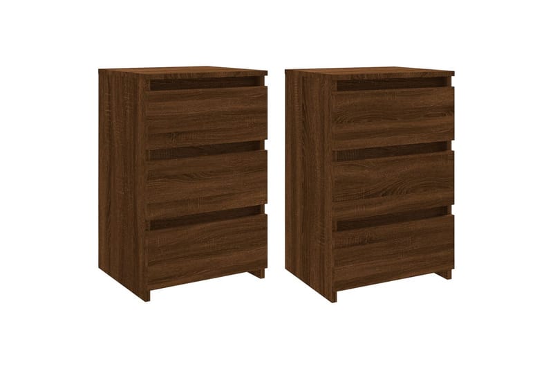 beBasic Sängbord 2 st brun ek 40x35x62,5 cm konstruerat trä - Brown - Möbler - Bord & matgrupper - Avlastningsbord - Sängbord & nattduksbord