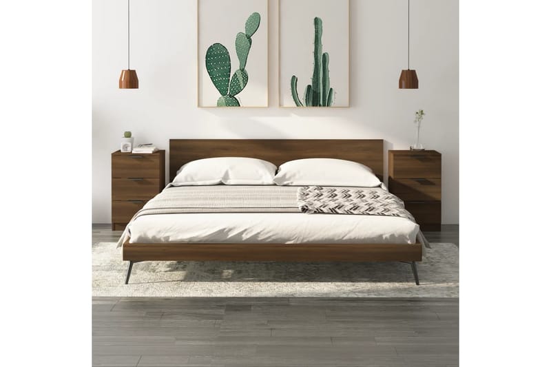 beBasic Sängbord 2 st brun ek 40x36x65 cm - Brown - Möbler - Bord & matgrupper - Avlastningsbord - Sängbord & nattduksbord