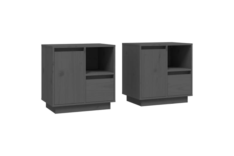 beBasic Sängbord 2 st grå 50x34x50 cm massivt furuträ - Grey - Möbler - Bord & matgrupper - Avlastningsbord - Sängbord & nattduksbord