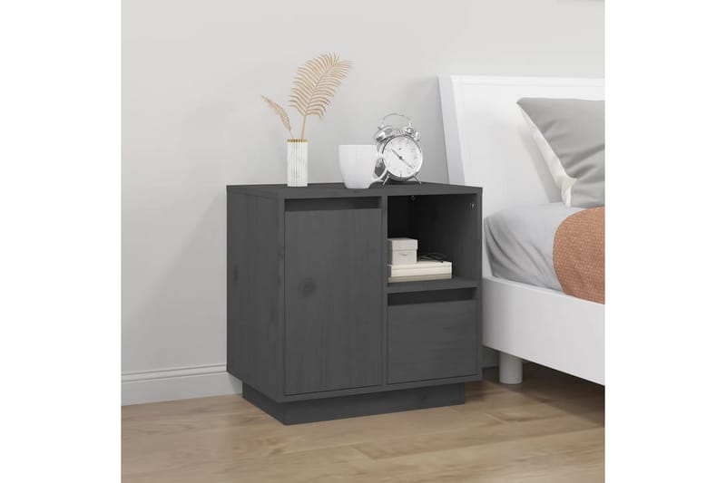 beBasic Sängbord 2 st grå 50x34x50 cm massivt furuträ - Grey - Möbler - Bord & matgrupper - Avlastningsbord - Sängbord & nattduksbord