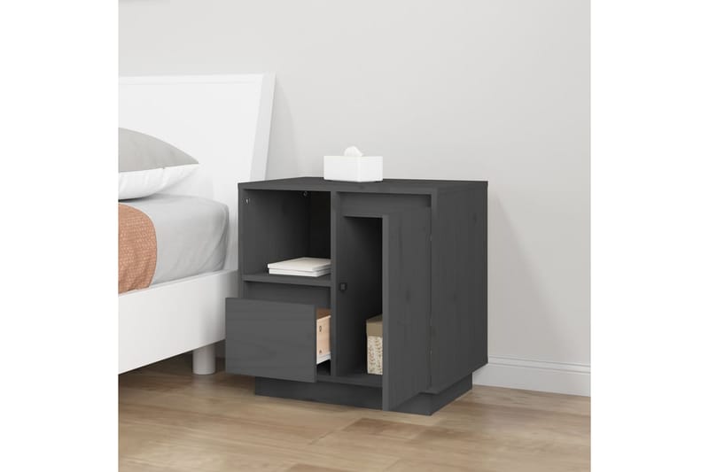 beBasic Sängbord 2 st grå 50x34x50 cm massivt furuträ - Grey - Möbler - Bord & matgrupper - Avlastningsbord - Sängbord & nattduksbord