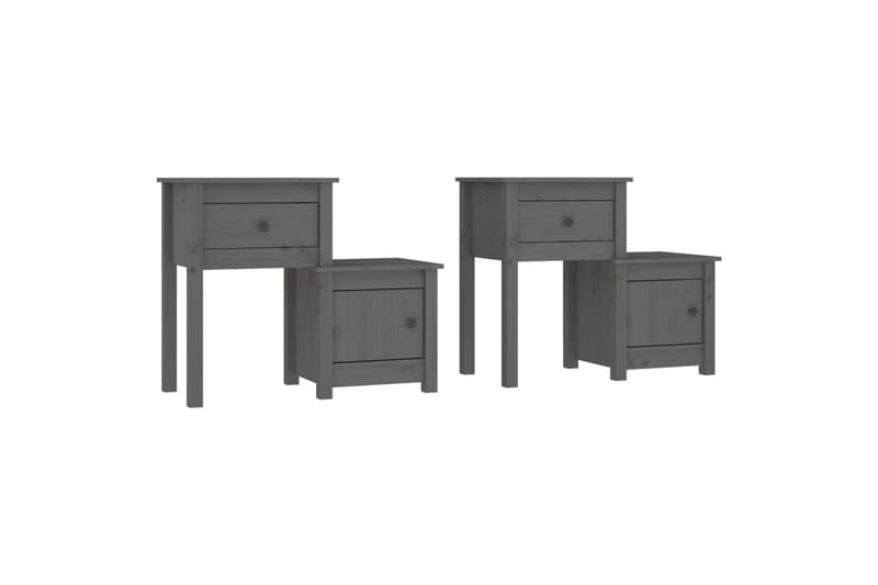 beBasic Sängbord 2 st grå 79,5x38x65,5 cm massiv furu - Grey - Möbler - Bord & matgrupper - Avlastningsbord - Sängbord & nattduksbord
