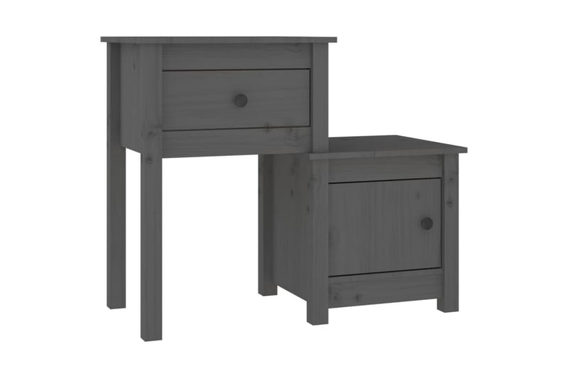beBasic Sängbord 2 st grå 79,5x38x65,5 cm massiv furu - Grey - Möbler - Bord & matgrupper - Avlastningsbord - Sängbord & nattduksbord