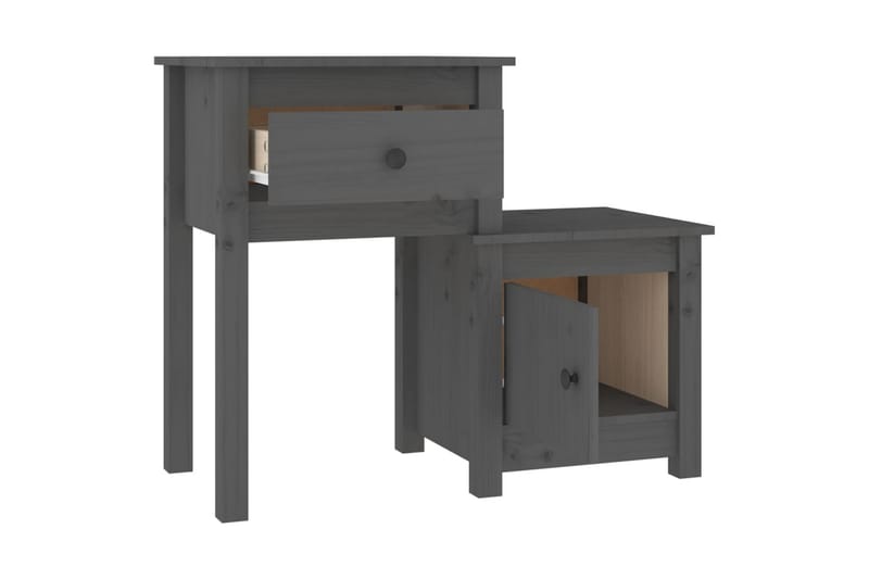 beBasic Sängbord 2 st grå 79,5x38x65,5 cm massiv furu - Grey - Möbler - Bord & matgrupper - Avlastningsbord - Sängbord & nattduksbord
