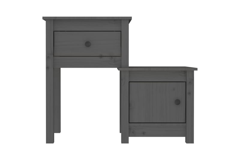 beBasic Sängbord 2 st grå 79,5x38x65,5 cm massiv furu - Grey - Möbler - Bord & matgrupper - Avlastningsbord - Sängbord & nattduksbord