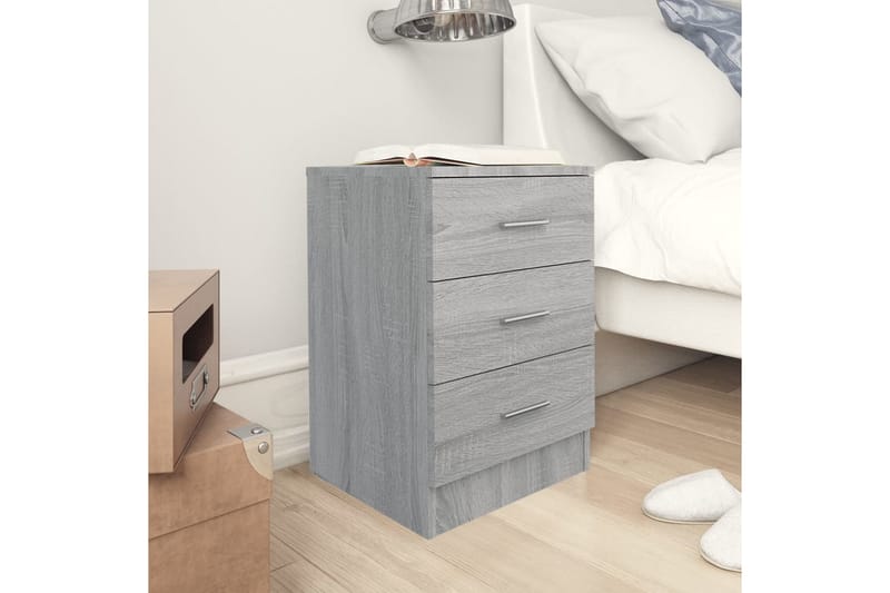 beBasic Sängbord 2 st grå sonoma 38x35x56 cm konstruerat trä - Grey - Möbler - Bord & matgrupper - Avlastningsbord - Sängbord & nattduksbord