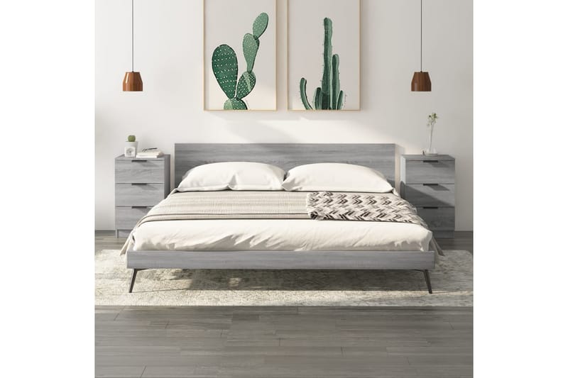 beBasic Sängbord 2 st grå sonoma 40x36x65 cm - Grey - Möbler - Bord & matgrupper - Avlastningsbord - Sängbord & nattduksbord