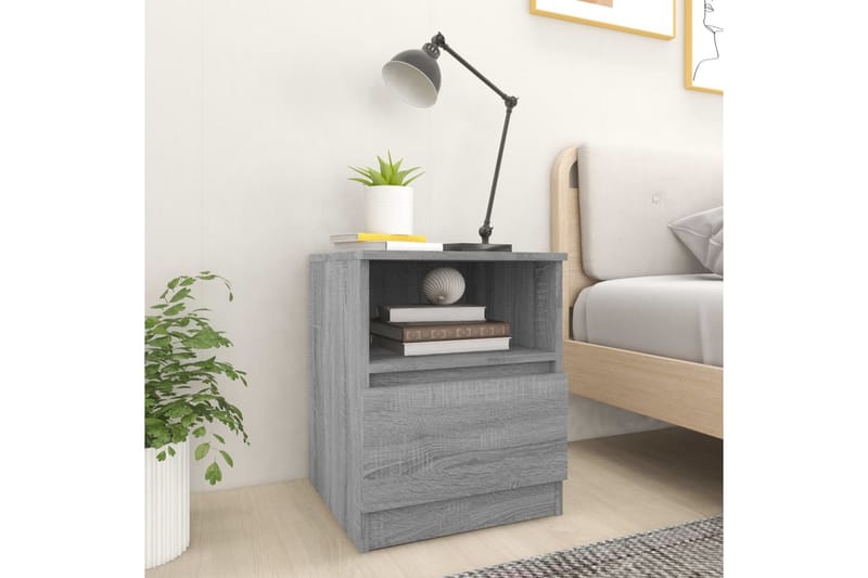 beBasic Sängbord 2 st grå sonoma 40x40x50 cm konstruerat trä - Grey - Möbler - Bord & matgrupper - Avlastningsbord - Sängbord & nattduksbord