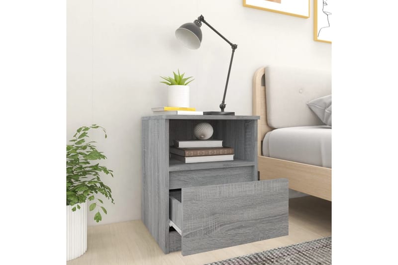 beBasic Sängbord 2 st grå sonoma 40x40x50 cm konstruerat trä - Grey - Möbler - Bord & matgrupper - Avlastningsbord - Sängbord & nattduksbord