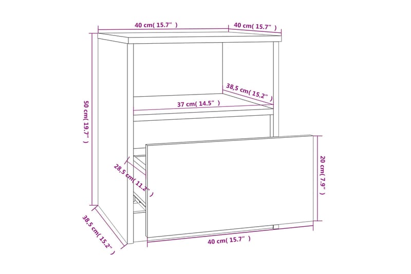 beBasic Sängbord 2 st grå sonoma 40x40x50 cm konstruerat trä - Grey - Möbler - Bord & matgrupper - Avlastningsbord - Sängbord & nattduksbord