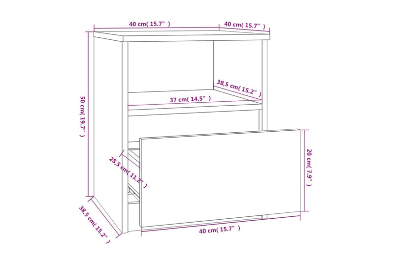 beBasic Sängbord 2 st grå sonoma 40x40x50 cm konstruerat trä - Grey - Sängbord & nattduksbord