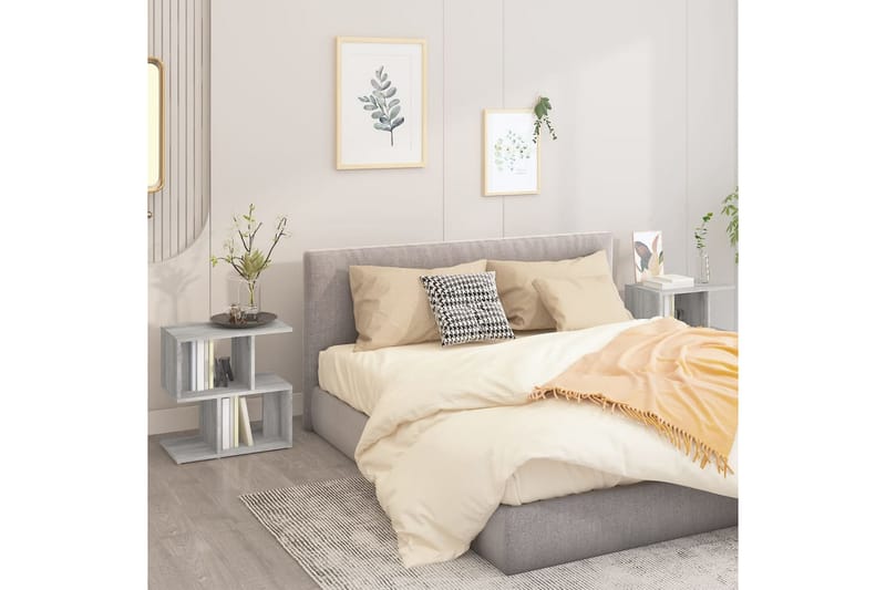 beBasic Sängbord 2 st grå sonoma 50x30x51,5 cm konstruerat trä - Grey - Möbler - Bord & matgrupper - Avlastningsbord - Sängbord & nattduksbord