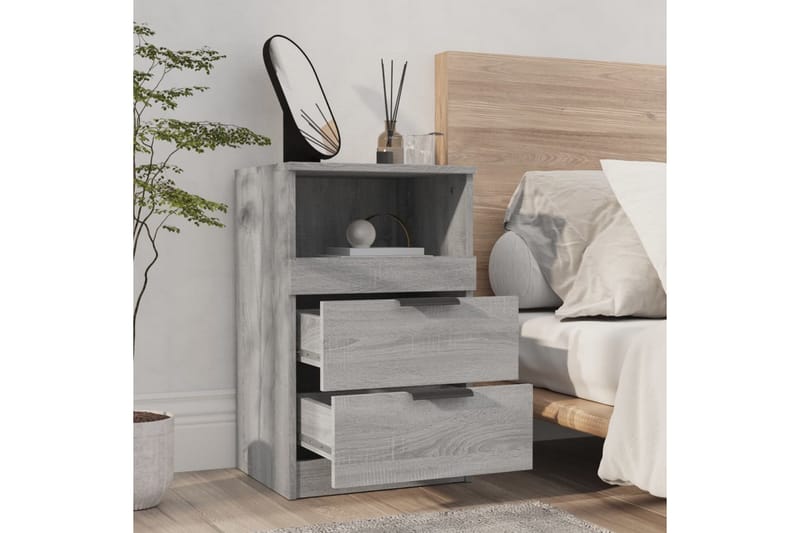 beBasic Sängbord 2 st grå sonoma konstruerat trä - Grey - Möbler - Bord & matgrupper - Avlastningsbord - Sängbord & nattduksbord