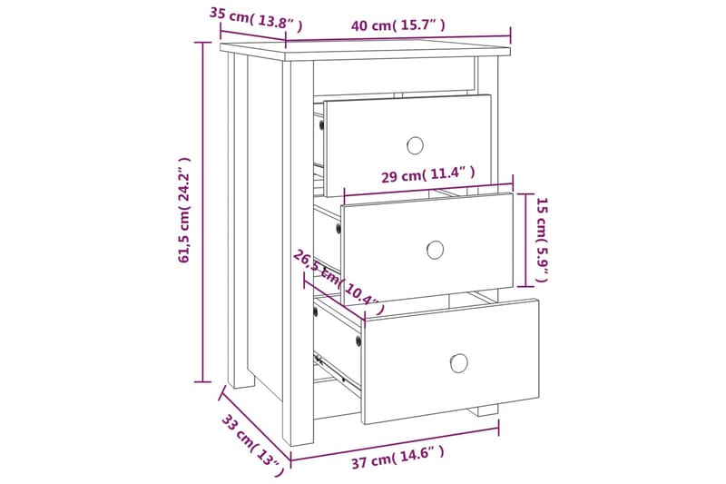beBasic Sängbord 2 st honungsbrun 40x35x61,5 cm massiv furu - Brown - Möbler - Bord & matgrupper - Avlastningsbord - Sängbord & nattduksbord