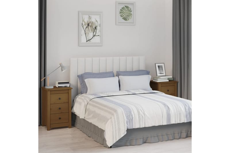 beBasic Sängbord 2 st honungsbrun 40x35x61,5 cm massiv furu - Brown - Möbler - Bord & matgrupper - Avlastningsbord - Sängbord & nattduksbord