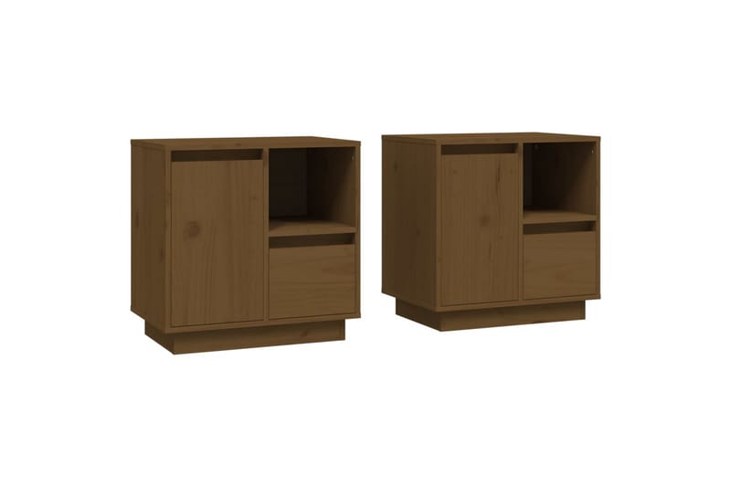 beBasic Sängbord 2 st honungsbrun 50x34x50 cm massiv furu - Brown - Möbler - Bord & matgrupper - Avlastningsbord - Sängbord & nattduksbord