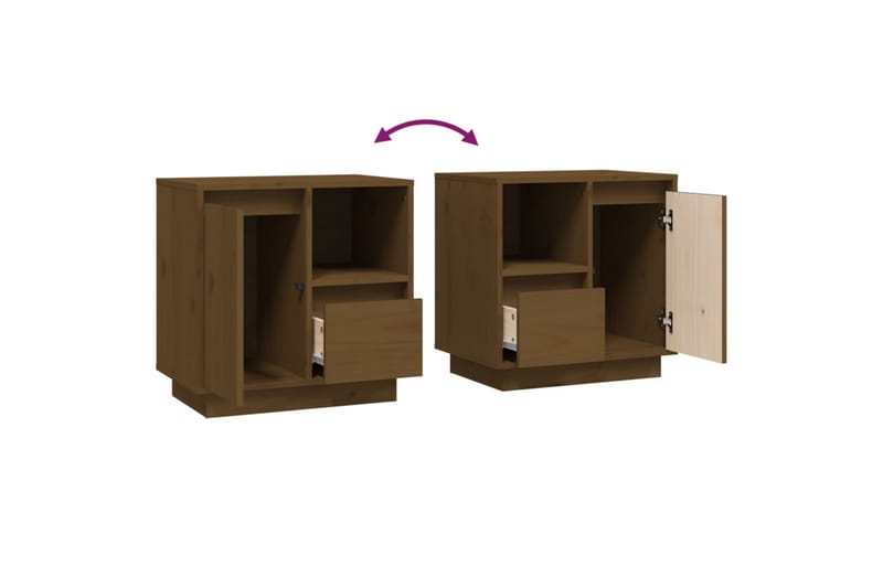 beBasic Sängbord 2 st honungsbrun 50x34x50 cm massiv furu - Brown - Möbler - Bord & matgrupper - Avlastningsbord - Sängbord & nattduksbord