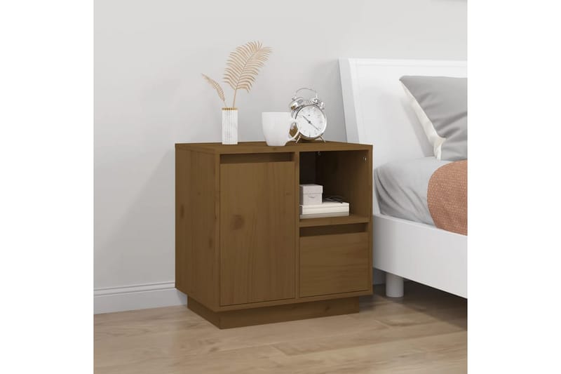 beBasic Sängbord 2 st honungsbrun 50x34x50 cm massiv furu - Brown - Möbler - Bord & matgrupper - Avlastningsbord - Sängbord & nattduksbord