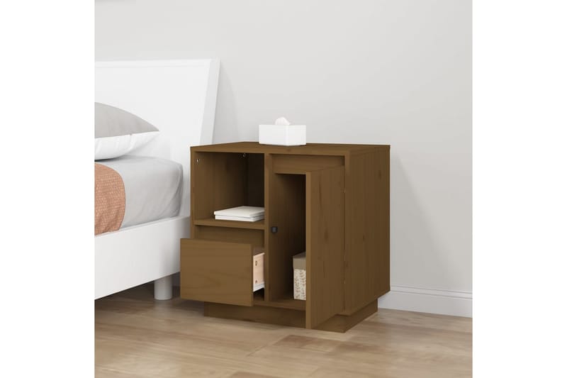 beBasic Sängbord 2 st honungsbrun 50x34x50 cm massiv furu - Brown - Möbler - Bord & matgrupper - Avlastningsbord - Sängbord & nattduksbord