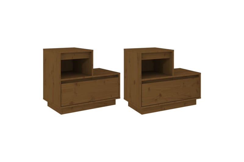 beBasic Sängbord 2 st honungsbrun 60x34x51 cm massiv furu - Brown - Möbler - Bord & matgrupper - Avlastningsbord - Sängbord & nattduksbord