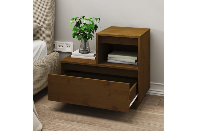 beBasic Sängbord 2 st honungsbrun 60x34x51 cm massiv furu - Brown - Möbler - Bord & matgrupper - Avlastningsbord - Sängbord & nattduksbord