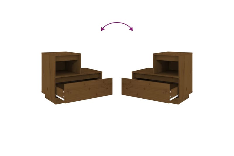 beBasic Sängbord 2 st honungsbrun 60x34x51 cm massiv furu - Brown - Möbler - Bord & matgrupper - Avlastningsbord - Sängbord & nattduksbord