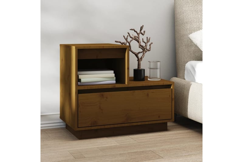 beBasic Sängbord 2 st honungsbrun 60x34x51 cm massiv furu - Brown - Möbler - Bord & matgrupper - Avlastningsbord - Sängbord & nattduksbord