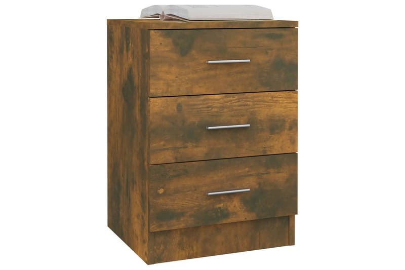 beBasic Sängbord 2 st rökfärgad ek 38x35x56 cm konstruerat trä - Brown - Möbler - Bord & matgrupper - Avlastningsbord - Sängbord & nattduksbord