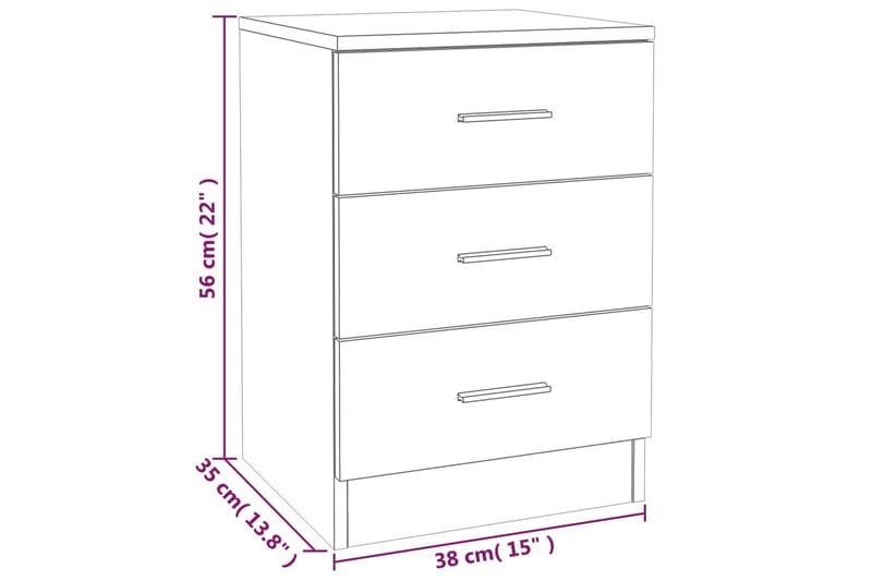 beBasic Sängbord 2 st rökfärgad ek 38x35x56 cm konstruerat trä - Brown - Möbler - Bord & matgrupper - Avlastningsbord - Sängbord & nattduksbord