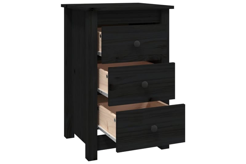 beBasic Sängbord 2 st svart 40x35x61,5 cm massiv furu - Black - Möbler - Bord & matgrupper - Avlastningsbord - Sängbord & nattduksbord