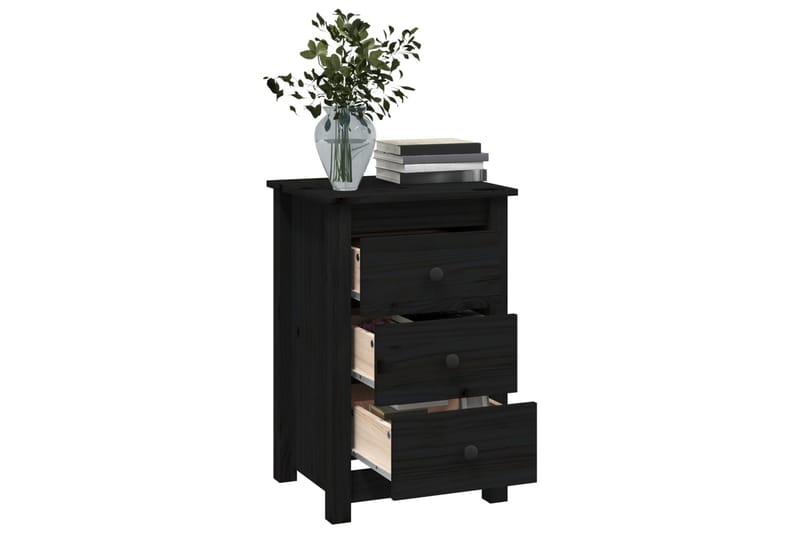 beBasic Sängbord 2 st svart 40x35x61,5 cm massiv furu - Black - Möbler - Bord & matgrupper - Avlastningsbord - Sängbord & nattduksbord