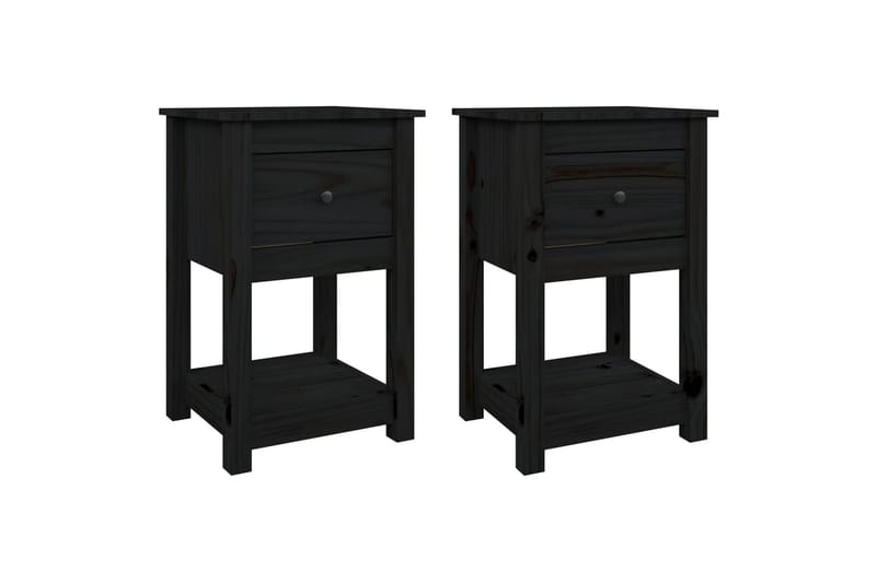 beBasic Sängbord 2 st svart 40x35x61,5 cm massiv furu - Möbler - Bord & matgrupper - Avlastningsbord - Sängbord & nattduksbord