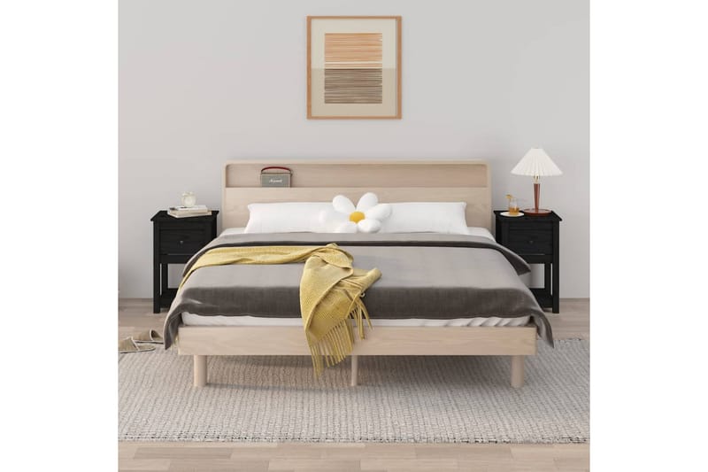 beBasic Sängbord 2 st svart 40x35x61,5 cm massiv furu - Möbler - Bord & matgrupper - Avlastningsbord - Sängbord & nattduksbord