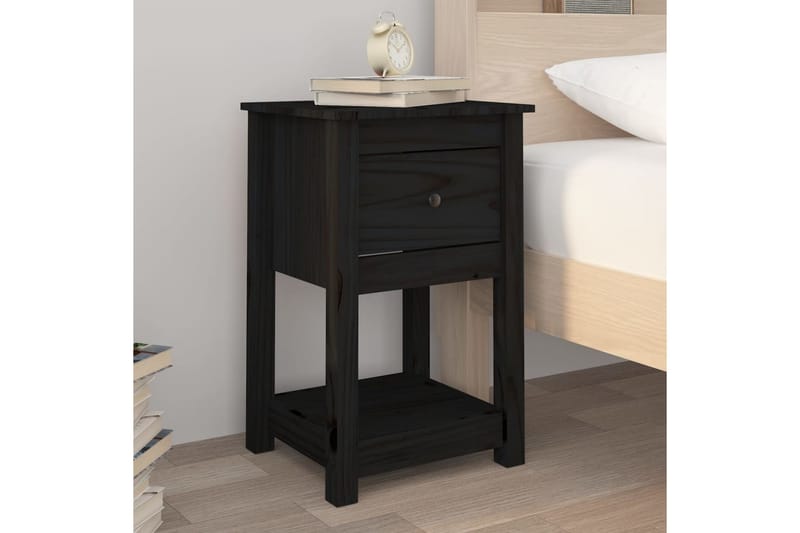 beBasic Sängbord 2 st svart 40x35x61,5 cm massiv furu - Möbler - Bord & matgrupper - Avlastningsbord - Sängbord & nattduksbord