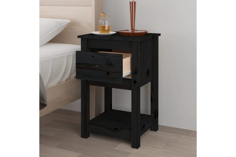 beBasic Sängbord 2 st svart 40x35x61,5 cm massiv furu - Möbler - Bord & matgrupper - Avlastningsbord - Sängbord & nattduksbord
