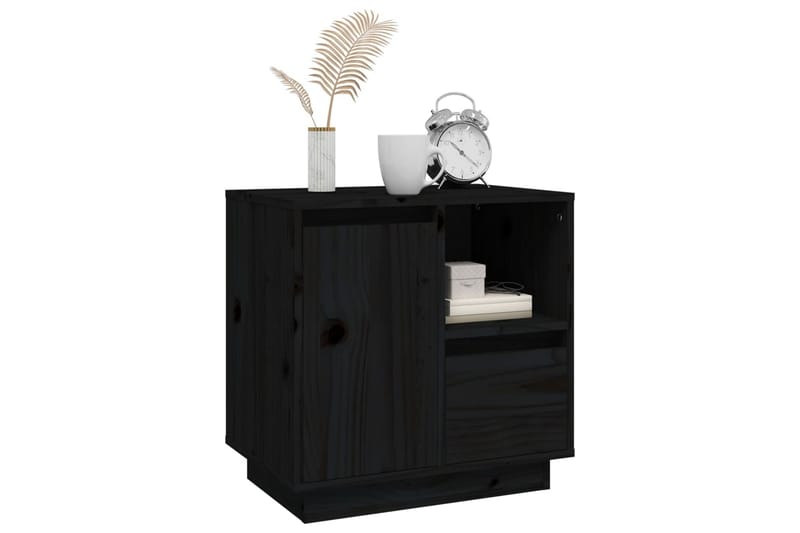beBasic Sängbord 2 st svart 50x34x50 cm massivt furuträ - Black - Möbler - Bord & matgrupper - Avlastningsbord - Sängbord & nattduksbord