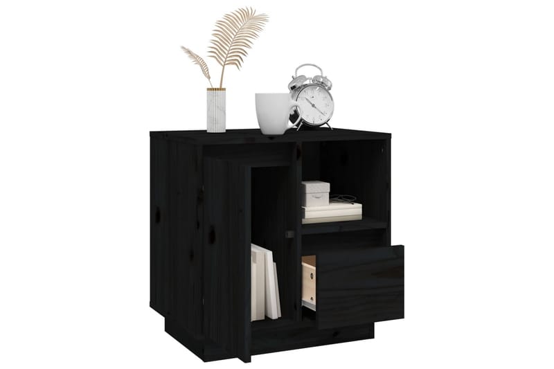 beBasic Sängbord 2 st svart 50x34x50 cm massivt furuträ - Black - Möbler - Bord & matgrupper - Avlastningsbord - Sängbord & nattduksbord