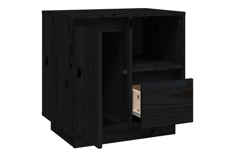 beBasic Sängbord 2 st svart 50x34x50 cm massivt furuträ - Black - Möbler - Bord & matgrupper - Avlastningsbord - Sängbord & nattduksbord